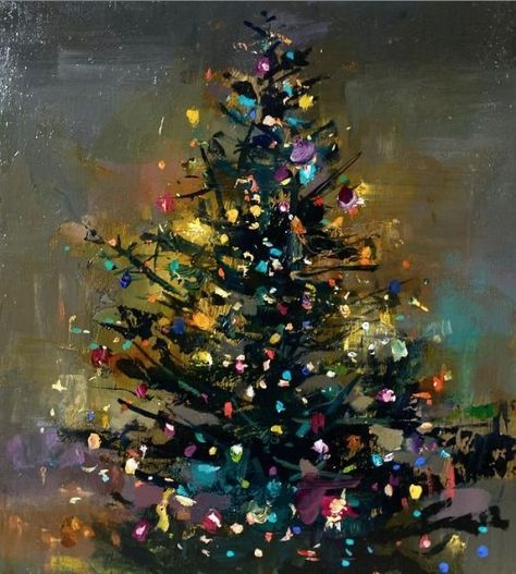 Jeremy Miranda, Canvas Painting For Beginners, Christmas Tree Painting, Painting For Beginners, Arte Sketchbook, Colorful Christmas Tree, Noel Christmas, Christmas Paintings, Holiday Art