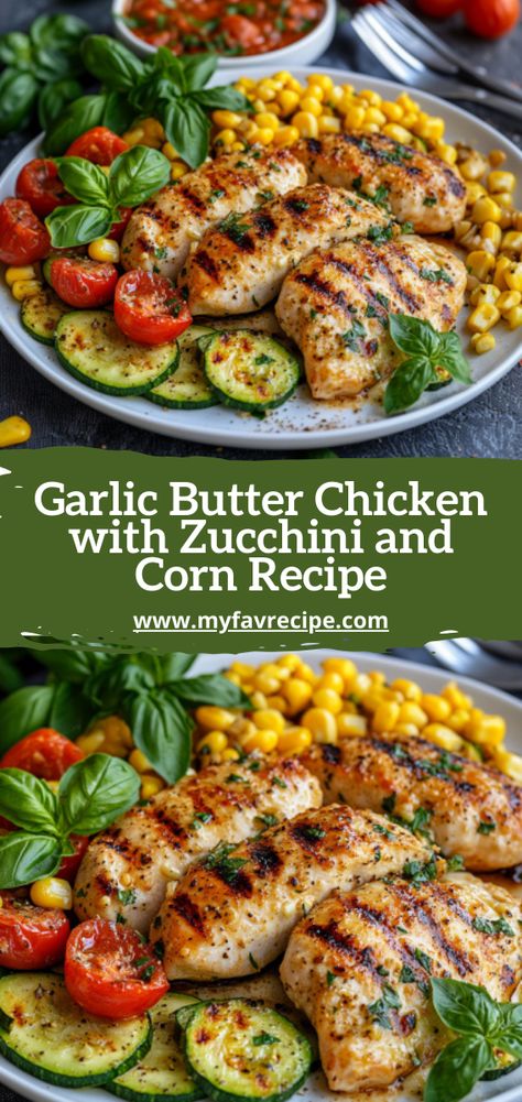 Summer+dinners+should+be+fresh+and+quick.+This+garlic+butter+chicken+recipe+is+a+hit.+It+turns+simple+ingredients+into+a+delicious+meal+in+under+30+minutes. Chicken With Zucchini, Bruschetta Chicken Pasta, Tomato Pasta Recipe, Ziti Recipes, Cabbage Rolls Recipe, Easy Main Dishes, Bruschetta Chicken, Stuffing Casserole, Corn Recipe