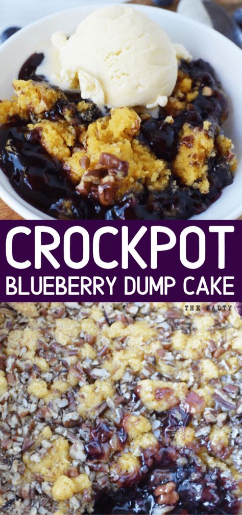 Blueberry Recipes Crockpot, Crock Pot Blueberry Cobbler, Dumpcake Crockpot, Crockpot Thanksgiving Desserts, Crockpot Desserts Easy 3 Ingredients, Crock Pot Desserts Easy, Crockpot Blueberry Cobbler, Dump Cake Crockpot, Crockpot Potluck