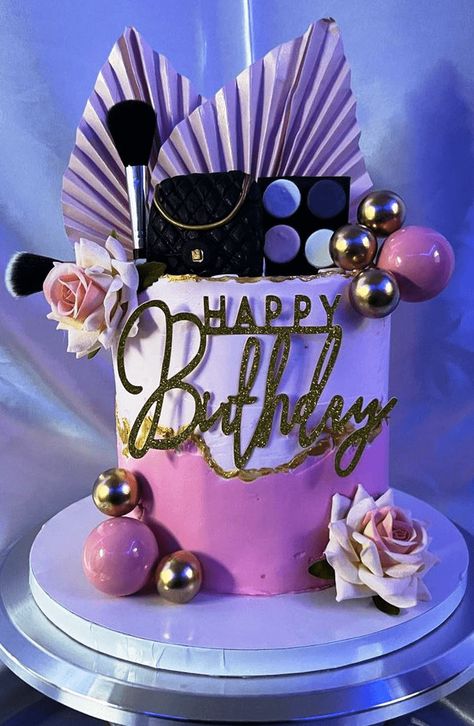 Glam Cake Birthday For Women, Makeup Cake Design, Makeup Birthday Cake, Glam Cake, Makeup Birthday Cakes, Makeup Birthday, Makeup Cake, 30 Cake, Cake Designs Images