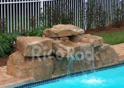 Waterfall For Pool, Pool Rock Waterfall, Swimming Pool Waterfall, Waterfall Ideas, Artificial Rocks, Faux Rock, Rock Waterfall, Pool Waterfall, Waterfall Fountain