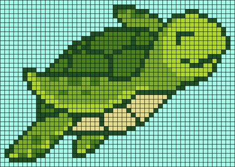 Alpha pattern #90963 | BraceletBook Cross Stitch Turtle Pattern, Turtle Pixel Art Grid, Sea Turtle Pixel Art, Alpha Patterns Turtle, Turtle Perler Bead Pattern, Turtle Alpha Pattern, Turtle Pixel Art, Pixel Art Animals, Graph Paper Drawings