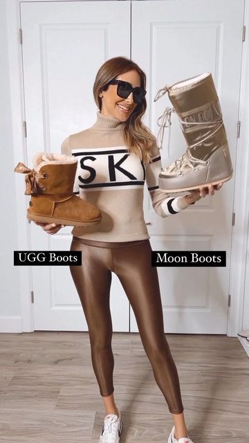 Aline | Lifestyle on Instagram: "Write: LINKS in the comment section for links 😉 🎿 Moon boots or UGG boots? I am obsessed over my moon boots! Love how cool and unique they look! Both of them feels ultra comfortable inside. They boot fit true to size. . Ways to shop: 1️⃣ Write links in the comment section so I can send you a private message with the link 2️⃣ Copy and paste: URL link: https://liketk.it/3Z247 3️⃣ Watch my stories for links and outfit details. 4️⃣ All my outfits are linked on my l Moon Boots Outfit, Snow Boots Outfit, My L, Winter Boots Outfits, Snow Outfit, Skiing Outfit, Moon Boots, Ski Boots, Ski Trip