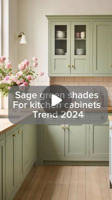 Nada Hu on Instagram: "Sage green shades for kitchen cabinets are very trendy now 😍❤️2024 #interiordesign #homedecor #home #kitchendesign #explore  #̤t̤r̤e̤n̤d̤2̤0̤2̤4̤" Sage Green Farmhouse Kitchen, Green Farmhouse Kitchen, Sage Green Shades, Sage Green Farmhouse, Sage Green Kitchen Cabinets, Green Farmhouse, Cabinet Trends, Kitchen Cabinet Trends, Sage Green Kitchen