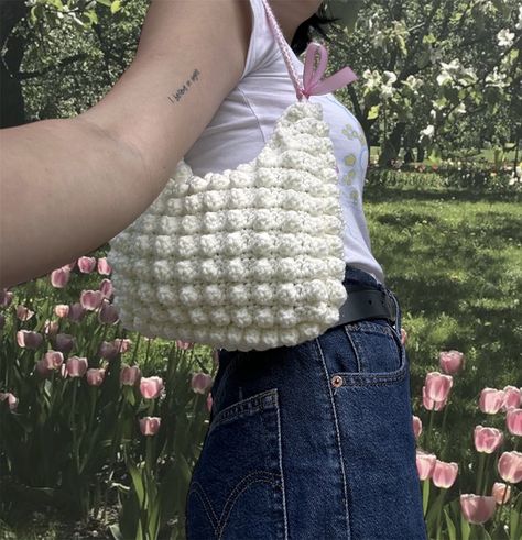 Crochet Popcorn Bag, School Locker Decorations, Coquette Crochet, Crochet Coquette, Nails Box, Popcorn Bag, Crochet Fairy, My Style Bags, Popcorn Bags