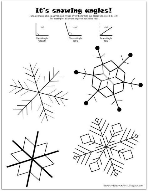 Have you ever looked at a snowflake? It's made up of a TON of angles!     While we have yet to see a flurry of white flakes falling wher... Maths Angles, Grade 6 Math, Geometry Activities, Measurement Conversions, Math Madness, It's Snowing, Math Measurement, Fourth Grade Math, Waldorf Education