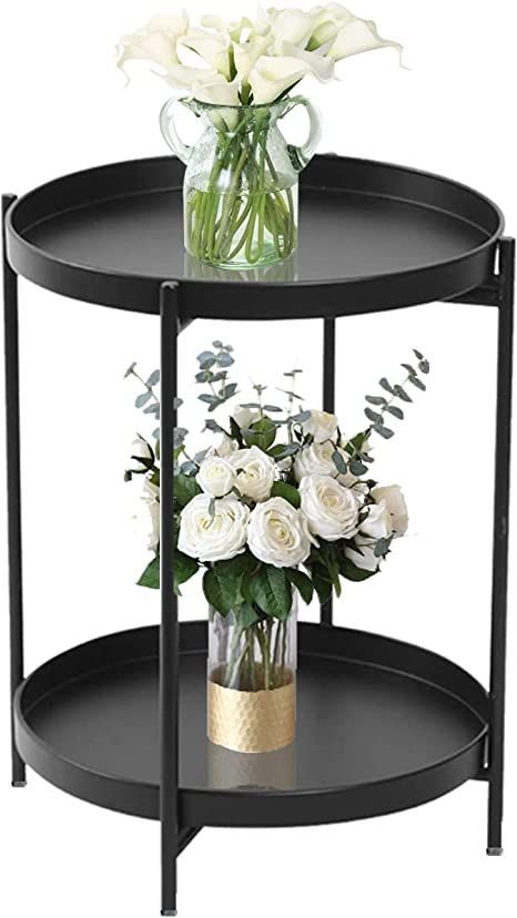 Round Side Table Decor, Side Table Decor Living Room, End Tables For Living Room, Small Accent Table, Black End Table, Round Metal Side Table, Tables For Living Room, Black End Tables, Small Accent Tables