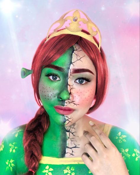 Princess Fiona Makeup, Shrek And Fiona Costume, Fiona Costume, Disney Character Makeup, Fiona Shrek, Princess Fiona, Halloween Makeup Diy, Couples Diy, Disney Makeup