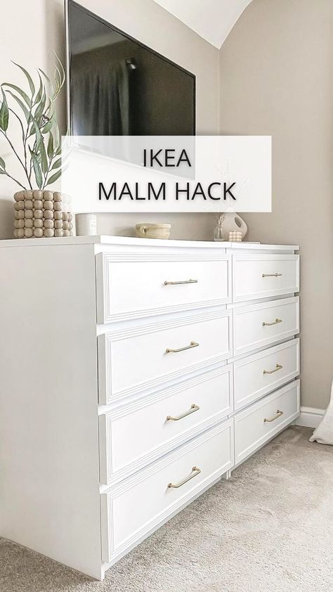 Ikea Malm Custom, Ikea Malm Drawers Upcycle, Upcycled Ikea Drawers, Upcycle Malm Drawers, Bedroom Chest Of Drawers Styling, Malm Upcycling, Ikea Transformation, Ikea Upcycle, Malm Diy