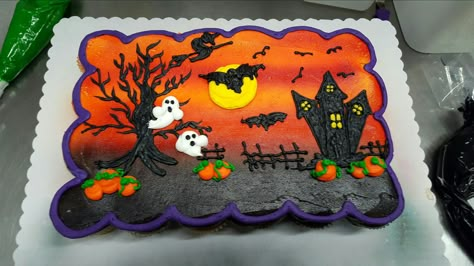 Haloween Cakes, Halloween Bakery, Holiday Cake Designs, Whole Foods Cake, Halloween Cupcake Cake, Cupcakes Halloween, Thanksgiving Cake, Cookie Cake Designs, Postres Halloween