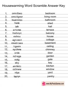 Housewarming Word Scramble Answer Key Housewarming Game Ideas, House Warming Game Ideas, House Warming Games, Word Scramble With Answers, Housewarming Party Ideas, Housewarming Party Themes, Housewarming Party Games, Housewarming Games, Housewarming Ideas