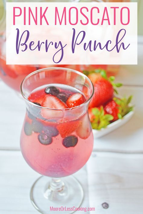 Pink Moscato Drinks, Moscato Wine Punch, Moscato Drinks, Birthday Cake Martini, Wine Punch, Spring Drink, Easy Punch Recipes, Pink Moscato, Moscato Wine