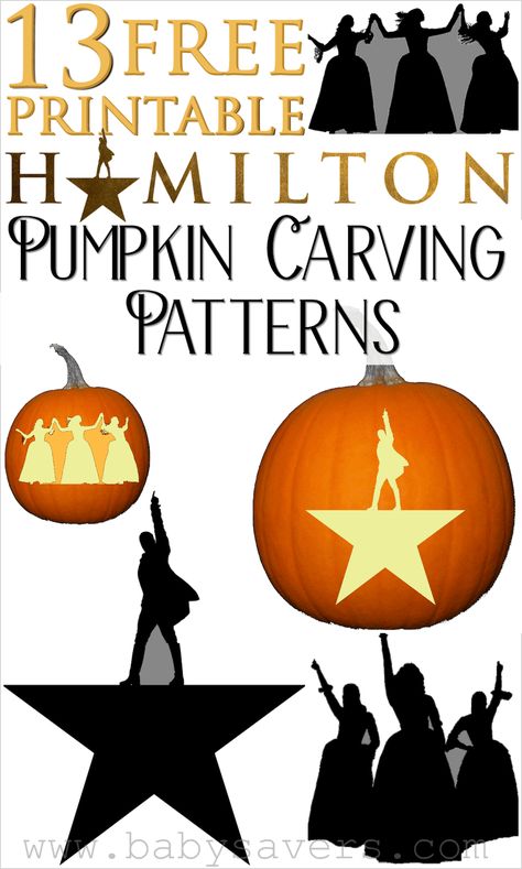 Hamilton pumpkin carving patterns to show you're a fan of the Broadway musical! Hamilton Pumpkin Carving, Hamilton Pumpkin, Hamilton Halloween, The Story Of Tonight, Hamilton Birthday, Hamilton Party, The Schuyler Sisters, Pumpkin Carving Stencils Free, Printable Stencils