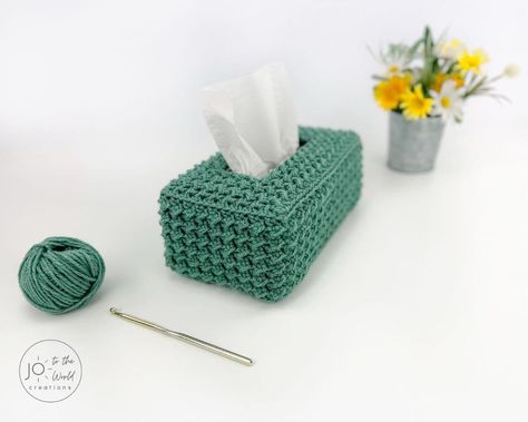 Tissue Box Cover Crochet, Crochet Tissue Box Cover, Half Double Crochet Stitch, Easy Crochet Baby, Easy Crochet Projects, All Free Crochet, Crochet Home Decor, Tissue Box Cover, Single Crochet Stitch