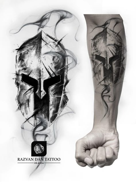 Viking Helmet Tattoo, Tato Realis, Spartan Helmet Tattoo, Roman Tattoo, Gladiator Tattoo, Helmet Tattoo, Spartan Tattoo, Knight Tattoo, Lion Head Tattoos