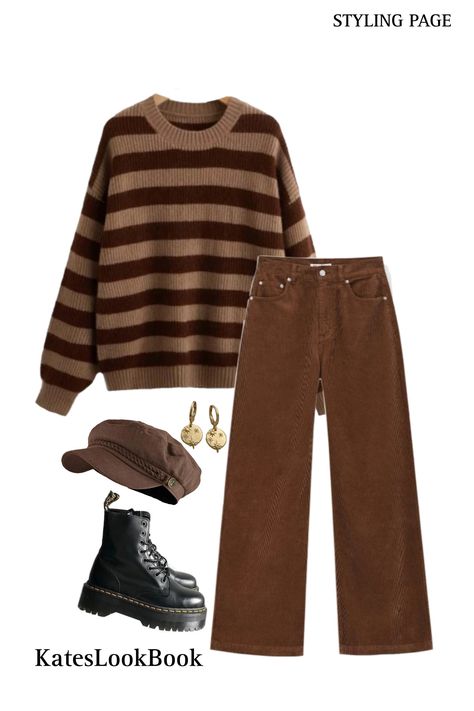 Deep Brown Outfit, Black Corduroy Outfit, Brown Cargo Pants Outfit Winter, Brown Cord Pants Outfit, Black And Brown Outfit Aesthetic, Black Courdory Pants Outfits, Brown Pants Outfit Fall, Brown Courdory Pants Outfit, Brown And Black Outfits