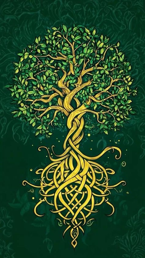 World Tree Norse Mythology, Mystical Tree Art, Human Tree Art, Art Nouveau Forest, Life Tree Tattoo, Tree Of Life Aesthetic, Yggdrasil Art, Irish Tree Of Life, Art Nouveau Tree