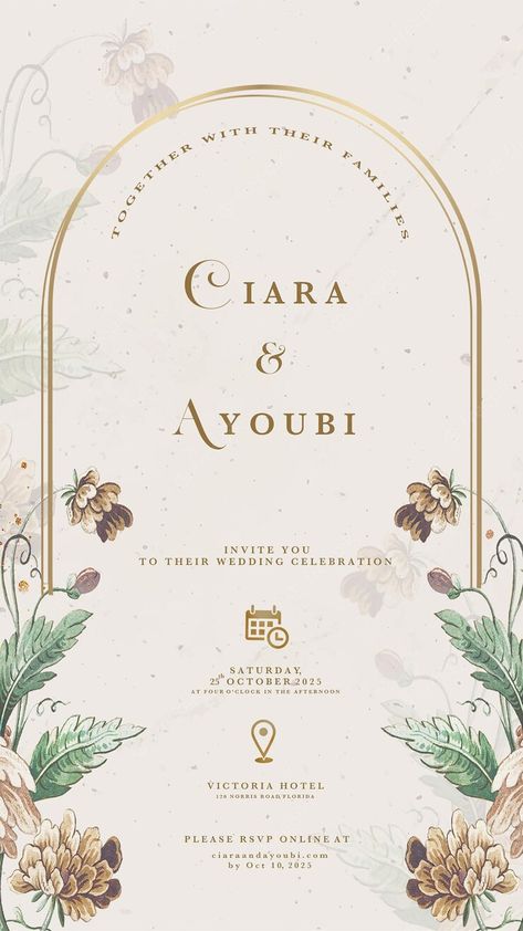 E Wedding Invites, Wedding Invite Elegant, E Wedding Invitations, Wedding Digital Invitations, Vintage Invitation Card, Wedding Card Digital, Wedding Invitation Card Design Templates, Elegant Invitation Design, Digital Wedding Invite