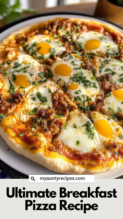 Try the Ultimate Breakfast Pizza for a hearty start to your day! Topped with eggs, cheese, and sausage, it’s a delicious and satisfying breakfast option, ideal for fall gatherings or family brunch. Pizza With Egg On Top, Deep Dish Breakfast Pizza, Sourdough Breakfast Pizza, Breakfast Pizza With Gravy, Eggs And Sausage Breakfast, Breakfast Flatbread Pizza, Breakfast Flatbread, Egg Pizza, Breakfast Pizza Recipe