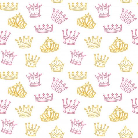 Crown seamless pattern | Premium Vector #Freepik #vector #baby #crown #girl #kids Pink Crowns, Crown Background, Pastel Color Background, Girl Vector, Logo Sketches, Crown Pattern, Crown Print, Pink Crown, Wallpaper Iphone Neon