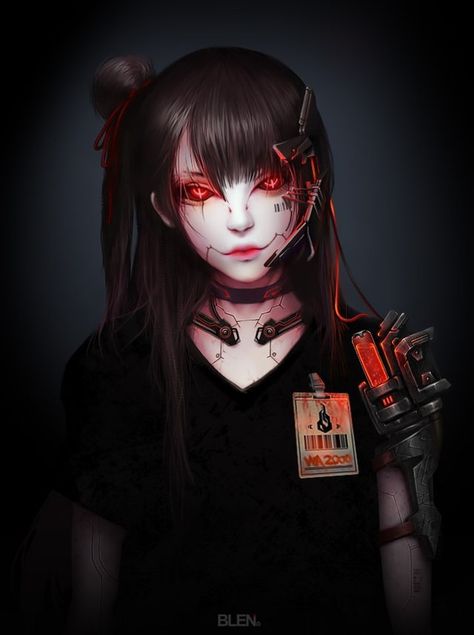 WA2000 : girlsfrontline Cyberpunk, A Girl, Red, Anime