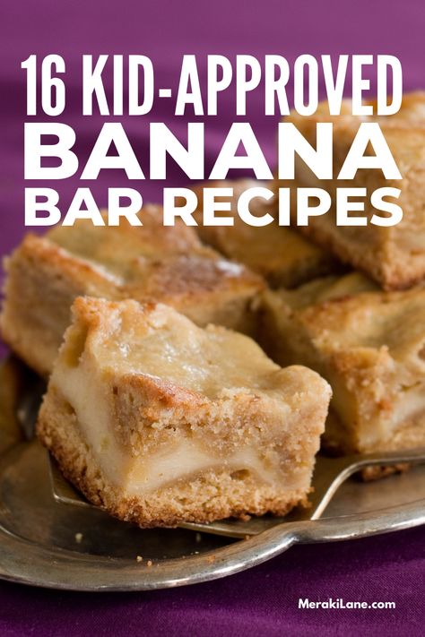 16 Simple Banana Bar Recipes That Hit The Spot | If you’re wondering what to do with that bunch of bananas on your kitchen counter, these simple kid-friendly banana bar recipes will not disappoint! Mix them with oats and nuts for a nutritious breakfast, add peanut butter for a protein-packed snack, top with cream cheese frosting for a decadent dessert... the possibilities are endless! Don't have ripe bananas? We're also sharing our best hacks to teach you how to ripen bananas quickly. Hidden Banana Recipes, Recipes Using Lots Of Bananas, What To Make With 4 Ripe Bananas, What Can You Use Ripe Bananas For, 3 Banana Recipes Healthy, Recipes Using Two Ripe Bananas, What To Make With 2 Bananas, Recipe For Over Ripe Bananas, 3 Ripe Bananas Recipes