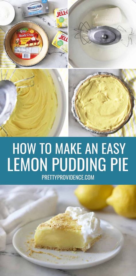 Lemon Pudding Pie Recipe, Easy Lemon Pudding, Lemon Pudding Pie, Best Lemon Cheesecake, Lemon Pudding Dessert, Lemon Pudding Recipes, Easy Lemon Pie, Pudding Pie Recipes, Pudding Pie Filling