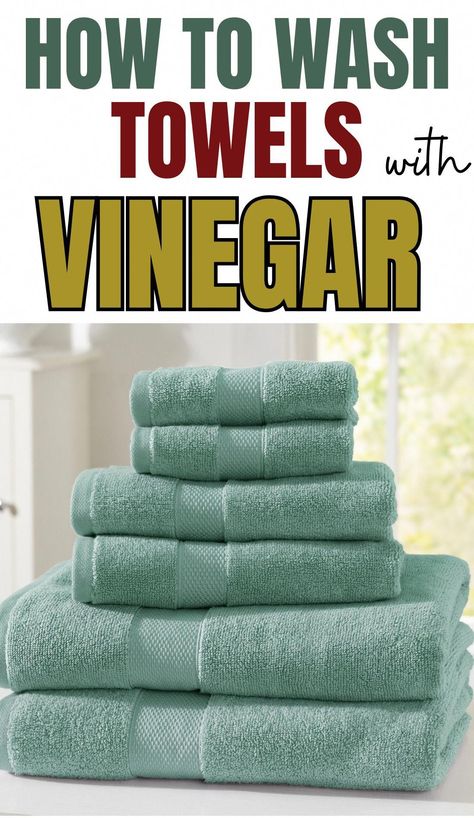 Soften Towels Vinegar Baking Soda, Washing Towels With Vinegar, Wash Towels With Vinegar, How To Wash Towels, Freshen Towels, Vinegar In Laundry, How To Whiten Clothes, Homemade Fabric Softener, Vinegar And Baking Soda