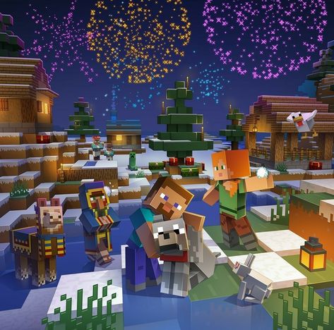 Merry Minecraft Christmas Minecraft Christmas Wallpaper, Minecraft V, Minecraft Christmas, Skin Minecraft, Minecraft Toys, Lego Wallpaper, Japan Graphic Design, Minecraft Images, Minecraft Theme