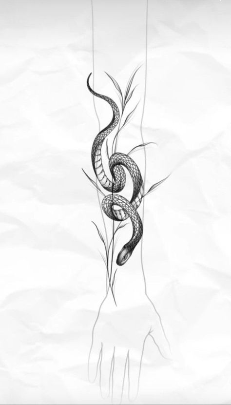 Feminine Thigh Tattoos, Detailed Landscape, Sleeve Tattoo Designs, Tattoo Snake, Simple Line Art, Abstract Tattoo Designs, Snake Drawing, Snake Tattoo Design, Fantasy Tattoos