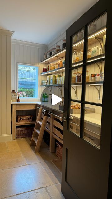 Humphrey Munson on Instagram: "The quest to refine, to better, to advance never stops at HM. We are excited to share the new Nickleby pantry in Felsted finished entirely in our bespoke Portman oak with exquisite metal detailing throughout. The worktops are the new Solenna by @caesarstone_uk which look absolutely perfect in here and we made the butt and bead panelling from tulipwood which is finished in Southwold, a bespoke colour for HM exclusively by @mylands_london. The bespoke lights by @portaromanauk were designed with input from HM design director @mrphumphrey and the flooring is the timeless Manoir limestone from @hmflooringlibrary. We hope you all love it as much as we do 💫 #humphreymunson" Bead Panelling, Humphrey Munson Kitchen, Humphrey Munson, Bespoke Lighting, Utility Room, All Love, Love Is All, Pantry, House Ideas