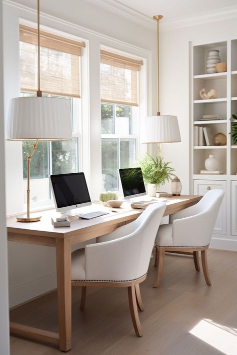 If you need the perfect guest bedroom office combo, you’re 100% in the right place! We’re giving you the only 7 types of guest bedroom office ideas you (actually) need to know about 👉Click TODAY for our FREE Design Guide!👈🤗 2 Person Home Office Desks, Study Room For Two, Home Office Desk In Middle Of Room, Two Desks In One Room, Home Office 2 People, Hallway Office Ideas, Family Room Office Combo, Office And Game Room Combo, Working Room Design