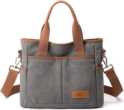 Amazon.com: Sunshinejing Women's Small Canvas Tote Purses Casual Multi-pocket Shoulder Crossbody Bag Everyday Handbags (Brown) : Clothing, Shoes & Jewelry Everyday Handbags, Everyday Handbag, Multipurpose Bag, Handbag Outfit, Diy Tote Bag, Small Canvas, Denim Bag, Small Tote, Canvas Shoulder Bag