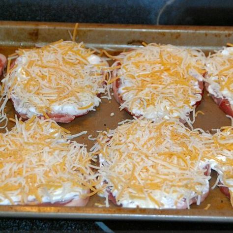 Cheddar Baked Pork Chops, Pork And Cream Cheese Recipes, Potato And Pork Chop Recipes, Cheesy Pork Chop Casserole, Cheddar Pork Chops, Pork Chop Recipes Cream Cheese, Pork Chops Cream Cheese, Baked Pork Chops With Sour Cream, Boneless Pork Chop Recipes Easy