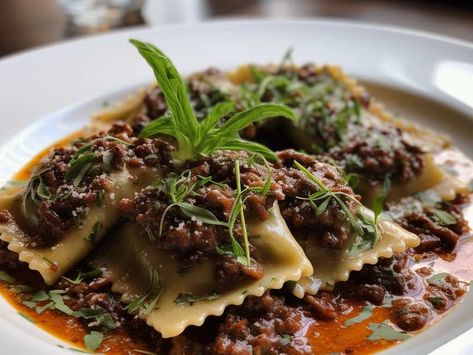 Short Rib Ravioli: A Culinary Masterpiece Short Rib Ravioli Sauce, Short Rib Ravioli, Ravioli Sauce, Fresh Pasta Dough, Ghee Recipe, Spiced Lentils, Mushroom Ravioli, Mushroom Cream Sauces, Herb Sauce