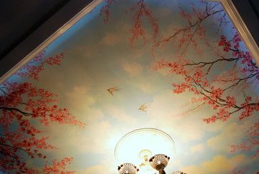 Ceiling Paintings, Ceiling Mural, Florida Interior Design, Flower Ceiling, Tom Taylor, Ceiling Painting, Cherry Blossom Trees, Diy Wall Decals, Flower Mural