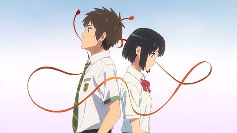 Kimi no Na Wa Makoto Shinkai Tachibana Taki Miyamizu Mitsuha #4K #wallpaper #hdwallpaper #desktop Top 10 Anime Movies, Mitsuha And Taki, Your Name Movie, Anime Play, The Garden Of Words, Name Drawings, Your Name Anime, Film Anime, Septième Art