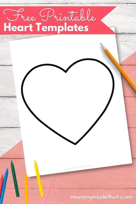 Free Printable Heart Template for Crafts and Activities Heart Puzzle Template, Heart Templates Free Printables, Heart Crafts Preschool, Heart Patterns Printable, Pfp Template, Heart Shapes Template, Heart Pfp, Printable Heart Template, Printable Shapes