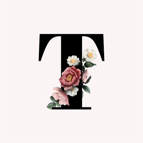 Classic and elegant floral alphabet font letter T vector | free image by rawpixel.com #vector T Wallpaper, Stylish Alphabets, Alphabet Font, Alfabet Letters, Letter Wall Art, Floral Alphabet, Aesthetic Letters, Alphabet Wallpaper, Fancy Letters