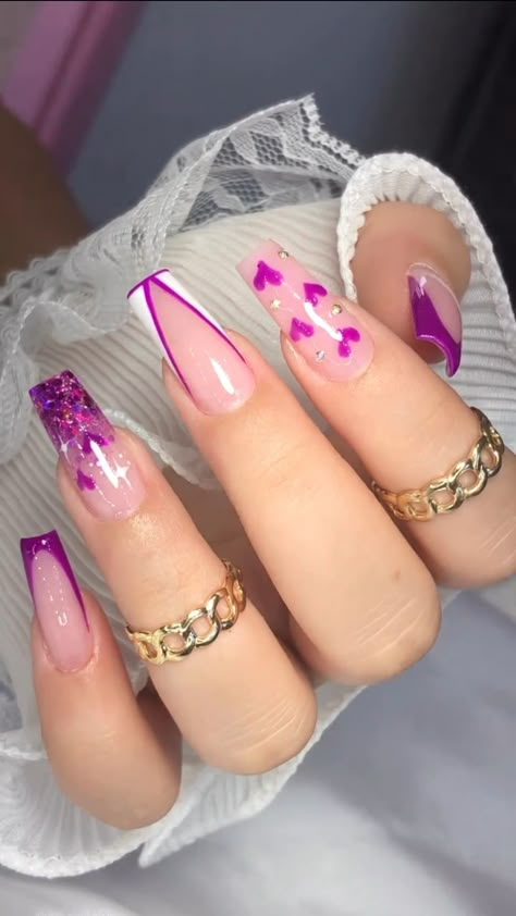 Burgundy Acrylic Nails, Purple Nail Designs, Fancy Nails Designs, Nails Design With Rhinestones, Purple Nail, Pretty Nail Art Designs, Acrylic Nails Coffin Short, Coffin Nails Designs, Fancy Nails