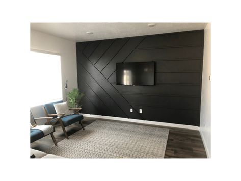 Modern Board And Batten Accent Wall For Living Room Dark Accent Walls, Accent Wall Ideas, Feature Wall Living Room, Black Accent Walls, Room Accent Wall, Board And Batten Wall, Accent Walls In Living Room, Dekor Diy, Wallpaper Accent Wall