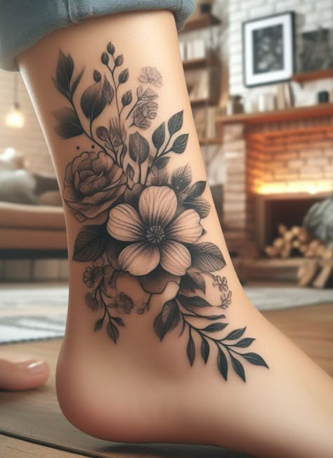 Ankle Coverup Tattoos For Women, Side Foot Tattoos For Women, Foot Cover Up Tattoos For Women, Lotus Flower Foot Tattoo, Flower Tattoos On Foot, Ankle Tattoo Cover Up Ideas, Ankle And Foot Tattoos For Women, Foot Tattoo Cover Up Ideas, Ankle Cover Up Tattoos