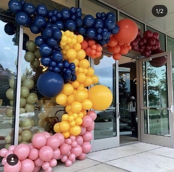 Balloons Around Doorway, Balloons Galore, First Birthday Balloons, Roller Skating Party, Balloon Installation, Balloon Ideas, Large Balloons, Birthday Balloon Decorations, Balloon Gift