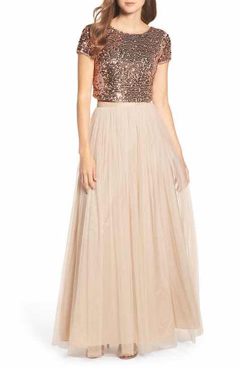 Rose Gold Bridesmaid Dress Short, Rose Gold Bridesmaid Dress, Modest Formal Dresses, Two Piece Gown, Lehnga Dress, Gold Bridesmaid Dresses, Modest Bridesmaid Dresses, Indian Gowns Dresses, Short Bridesmaid Dresses