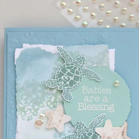 Tami Hewlett on Instagram: "Today, I’m sharing a baby card I made with the Sea Turtle Stamp Set. I don’t have any baby-themed stamp sets in my stash, so I had to get a little creative to make a card for a co-worker. I paired the baby turtles with the Charming Sentiments Stamp Set. For all the details and to order supplies, see my blog post today: Link In Bio #seaturtle #babycard #charmingsentiments #stampinup #stampinupdemonstrator#stampinupdemo #diycards #cardmaker #artisanalumni  #swimmingins Sea Turtle Baby Shower Ideas, Turtle Oc, Turtle Baby Shower Theme, Surfer Baby Shower, Baby 2024, Surfer Baby, Turtle Baby Shower, Turtle Theme, Turtle Baby