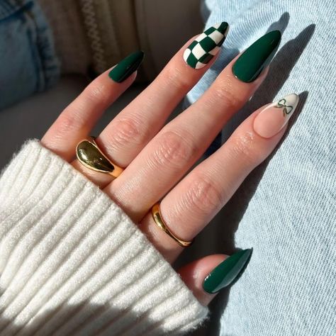 17 Green Nail Ideas That Are Perfect for Fall Green Christmas Nails Square, Christmas Nails Acrylic Green, Christmas Nails Short Green, Green Christmas Nails Almond, Green Christmas Nails Simple, Christmas Nail Art Green, Green Christmas Nails Acrylic, Green Christmas Nails Holidays, Green Christmas Nails Short