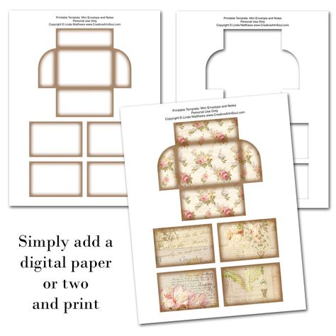 Mini Envelope Template Free Printable Patterns, Junk Journal Templates, Free Junk Journal Printables, Mini Envelopes Template, Free Junk Journal, Journal Printables Free, Junk Journal Printables, Junk Journal Embellishments, Journaling Printables