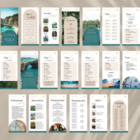 Designed for travel agents targeting Gen X and Millennials, this modern, mobile-friendly travel planning template is a tech-forward way to attract your ideal clients. Digital itinerary templates are easy to edit, add your branding and made in Canva. . Travel Planning Template, Maldives Activities, Beach Itinerary, Birthday Itinerary, Itinerary Design, Bali Itinerary, Brochure Inspiration, Itinerary Template, Vacation Planner Maldives Activities, Travel Planning Template, Beach Itinerary, Birthday Itinerary, Itinerary Design, Insta Template, Travel Planner Template, Free Planner Templates, Bali Itinerary