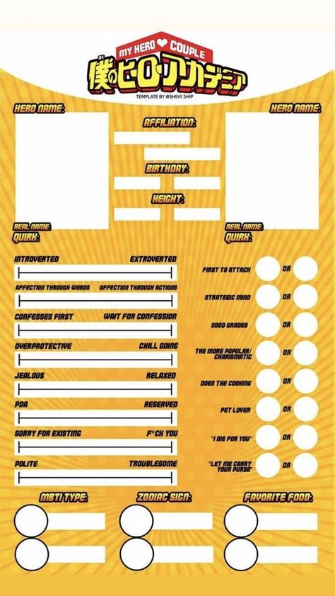 Mha Oc Info Sheet Base, My Hero Academia Template, Mha Shifting Script Template, Mha Oc Template Base, Mha Character Base, Character Sheet Writing, Mha Shifting, Relationship Chart, Oc Template