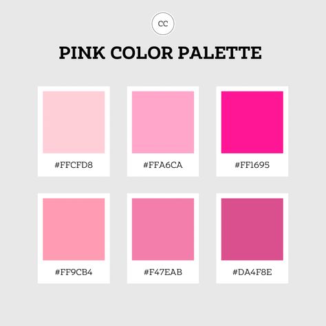 Y2k Pink Color Palette, Pink Aesthetic Salon, Barbie Pink Palette, Barbie Pallete Color, Barbie Color Scheme, Barbie Pink Color Palette, Pink Pallet Color, Shades Of Pink Aesthetic, Pink Color Palette Colour Schemes